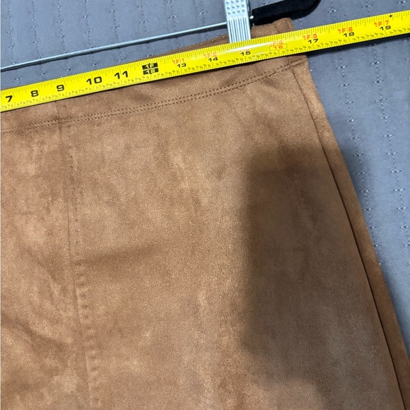 Max Studio Brown A-Line Faux Suede Midi Skirt - Picture 9 of 9